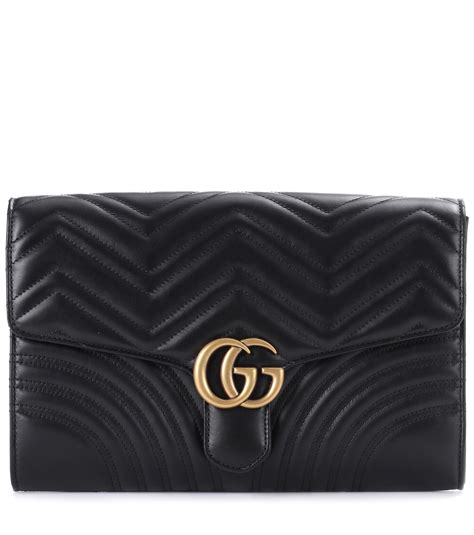 gucci black leather clutch